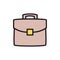 Vector briefcase, portfolio, bag flat color icon.