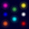 Vector bright colorful layered fireworks
