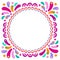 Vector bright colorful round frame for greeting cards. Decorative ethnic ornament for carnaval festivals, celebrations