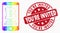 Vector Bright Dotted Mobile Bitcoin Bank Icon and Grunge You`Re Invited Stamp