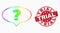 Vector Bright Dotted Question Banner Icon and Grunge Trial Stamp Seal