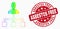 Vector Bright Dotted User Links Icon and Grunge Asbestos Free Stamp Seal