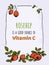 Vector bright hand drawn illustration, template with rosehip, fruit, rich in vitamin C