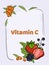 Vector bright hand drawn illustration, template with rosehip, fruit, rich in vitamin C