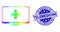 Vector Bright Pixel Computer Medicine Icon and Grunge Telemedicine Stamp Seal