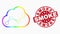 Vector Bright Pixelated Cloud Chart Icon and Grunge Smoke Seal