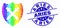 Vector Bright Pixelated Shield and Swords Icon and Distress Aries Stamp Seal