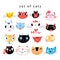 Vector bright set of funny portraits of cats