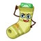 Vector bright sticker. Funny dirty and torn emoji socks money bag