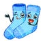 Vector bright sticker. Funny sticker. Funny emoji best friends winter socks