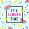 Vector of bright summer cards. Beautiful summer posters with watermelon, bananas and text. Memphis.Journal cards.