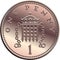 Vector British money, coin one penny