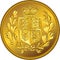 Vector British money gold coin Sovereign with the coat of arms