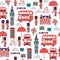 Vector british seamless pattern with soldiers and Big Ben