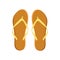 Vector brown beach flip-flops on white background, flat slippers for the beach and pool top view