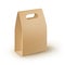 Vector Brown Blank Cardboard Rectangle Take Away Handle Lunch Box Packaging For Sandwich, Food, Gift, Other Products