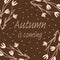 Vector brown ecru autumn floral illustration print