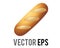 Vector brown long, thin loaf of baguette France bread icon with scoring on crust