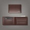 Vector brown natural leather wallet closed and open with money and credit card isolated on background