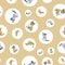 Vector Brown Origami Cats and Mouses with circles seamless background pattern