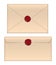 Vector brown paper retro envelopes with red wax seal isolated on white background