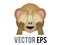 Vector brown see no evil monkey Face with hands covering eyes Mizaru icon