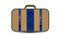 Vector brown travel bag with big blue denim inset