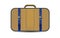 Vector brown travel bag with blue denim inset