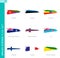 Vector brush stroke flag set, nine grunge flag