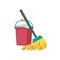 Vector bucket and mop. Cleaning Icon