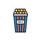 Vector bucket of popcorn, takeaway flat color line icon.