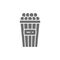 Vector bucket of popcorn, takeaway grey icon.