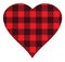Vector buffalo plaid heart isolated on white background.