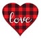 Vector buffalo plaid heart with love text.