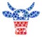 Vector Bull Mosaic of Stars in American Democratic Colors