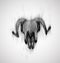 vector bull skull made of black blots of paint and ink