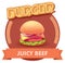 Vector burger illustration or label for menu