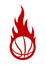 Vector burning basketball ball with classic flames.