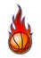 Vector burning basketball ball with classic flames.