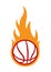 Vector burning basketball ball with classic flames.