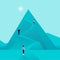 Vector business concept illustration with business people climbing mountain road up.