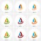 Vector business emblem fire water set icon