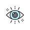 Vector business look, attentive eye color icon.