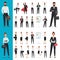 Vector Business man and business woman office character in different poses design set.