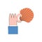 Vector business man hand in suit holding shell