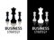 Vector business strategy logo, concept, chess logo. Black and white with reflection.