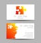 Vector Business Visit Card Puzzle Modern logo Brine in Creative style. Design concept. Brand company. Orange color
