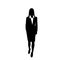 Vector business woman black silhouette walk step