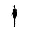 Vector business woman black silhouette walk step