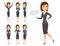 Vector business woman character silhouette standing adult office career posing young girl.